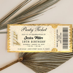 Golden Party Ticket Invitation