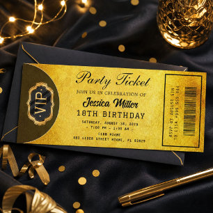 Golden Party Ticket Invitation
