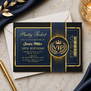 Golden Party Ticket Invitation