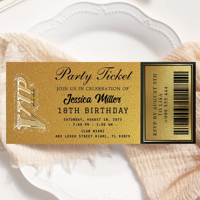 Golden Party Ticket Invitation (Creator Uploaded)