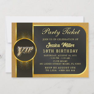 Golden Party Ticket Invitation