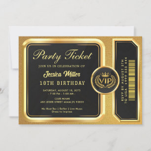 Golden Party Ticket Invitation