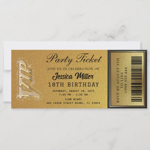 Golden Party Ticket Invitation