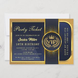 Golden Party Ticket Invitation