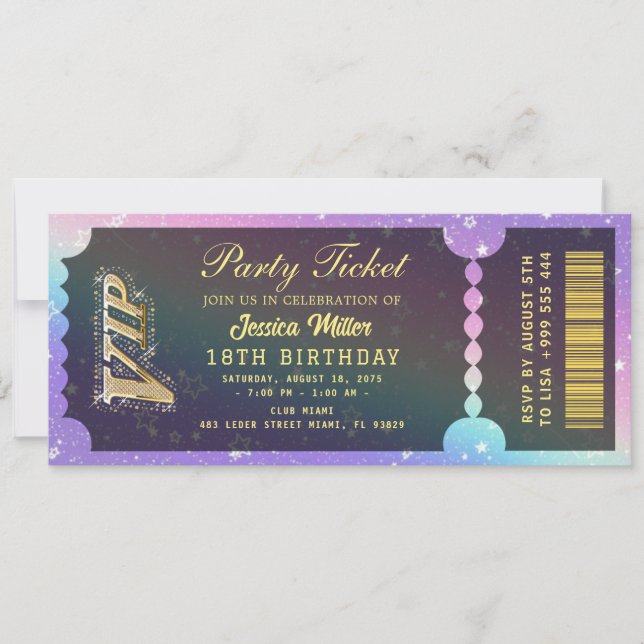 Golden Party Ticket Invitation (Front)