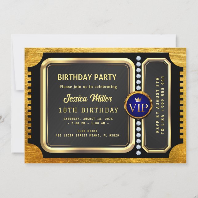 Golden Party Ticket Invitation (Front)