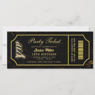 golden party ticket invitations