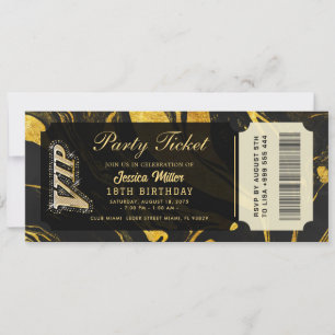 golden party ticket invitations