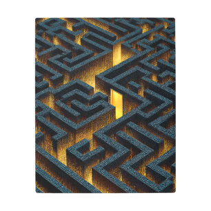 Golden Path Labyrinth Abstract Metal Art Print
