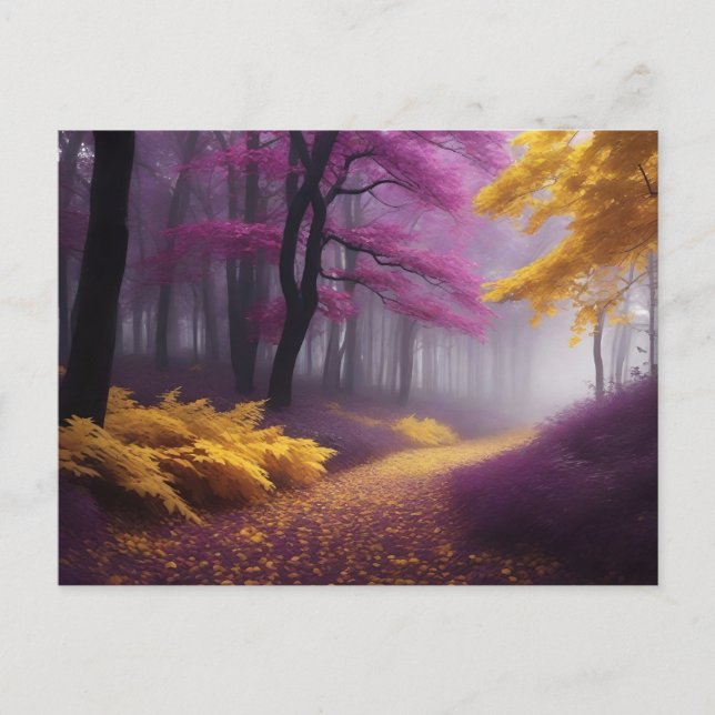 Golden Path Through Purple Woods Postcard (Front)