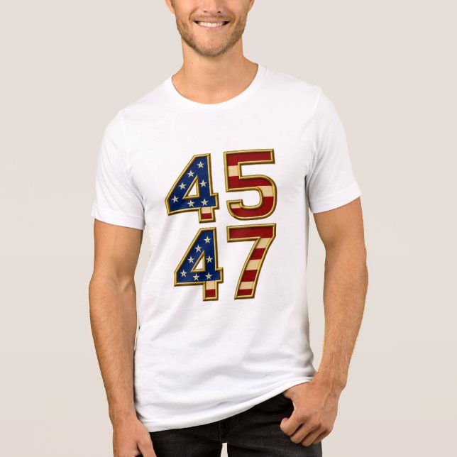 Golden Patriot Power – 45 & 47 Bold USA T-Shirt Tri-Blend Shirt (Front)
