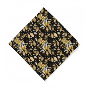 Golden Pattern 06.bw Black BG Bandana