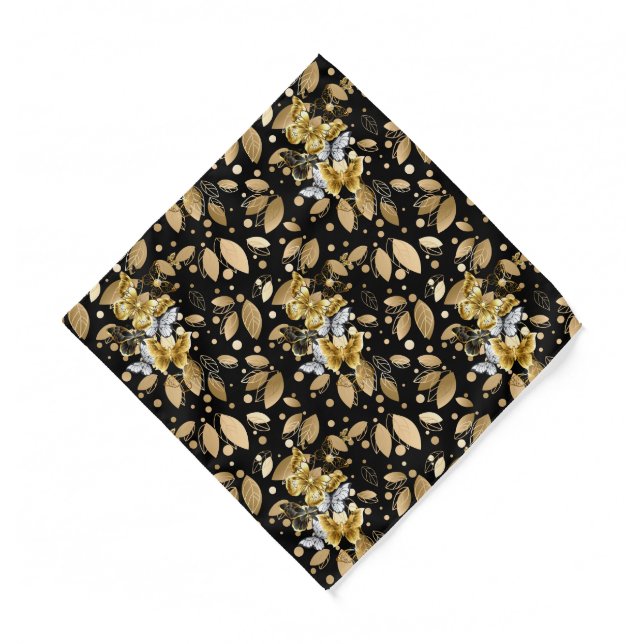 Golden Pattern 06.bw Black BG Bandana (Front)