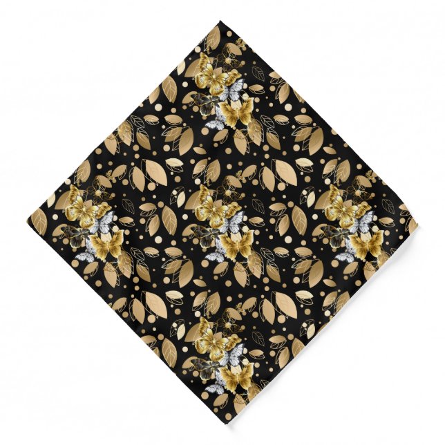 Golden Pattern 06.bw Black BG Bandana (Front)