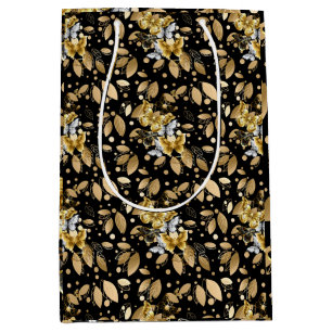 Golden Pattern 06.bw Black BG Medium Gift Bag
