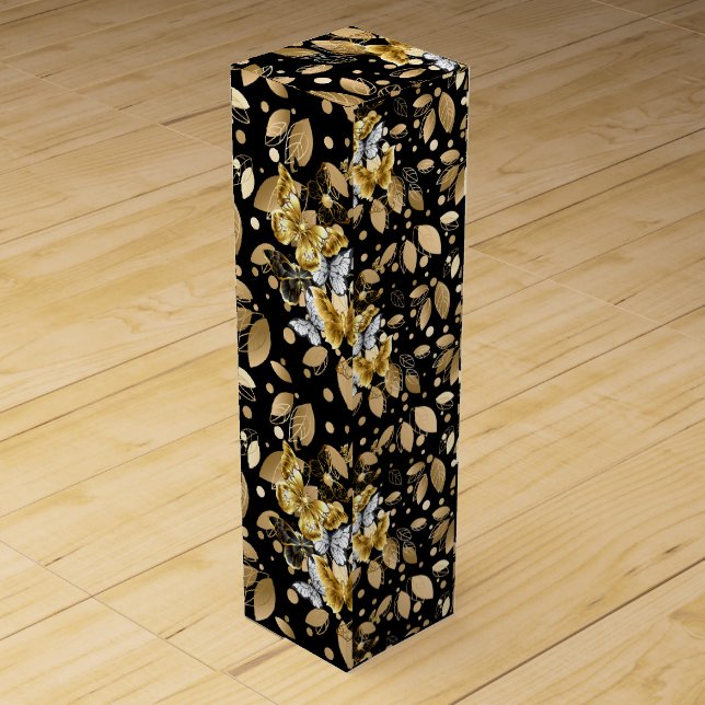 Golden Pattern 06.bw Black BG Wine Box (Front)