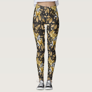 Golden Pattern 06.bw DGrey BG Leggings
