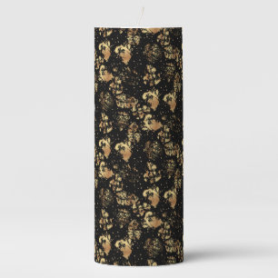Golden pattern 07 bw black BG Pillar Candle