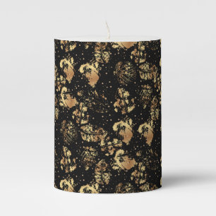 Golden pattern 07 bw black BG Pillar Candle