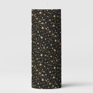 Golden Pattern 10 Black BG Pillar Candle
