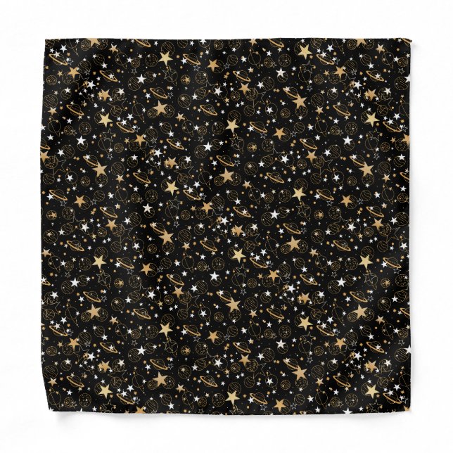 Golden Pattern 10.bw Black BG Bandana (Front)