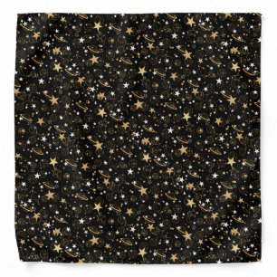Golden Pattern 10.bw Black BG Bandana