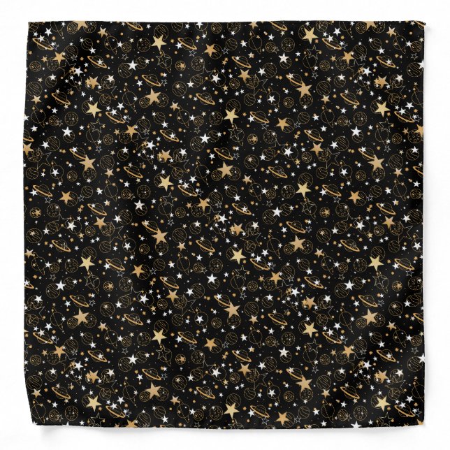 Golden Pattern 10.bw Black BG Bandana (Front)