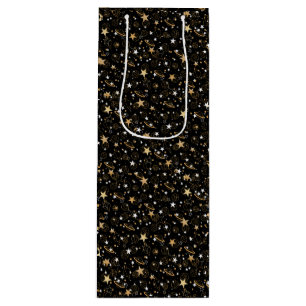 Golden Pattern 10.bw Black BG Wine Gift Bag