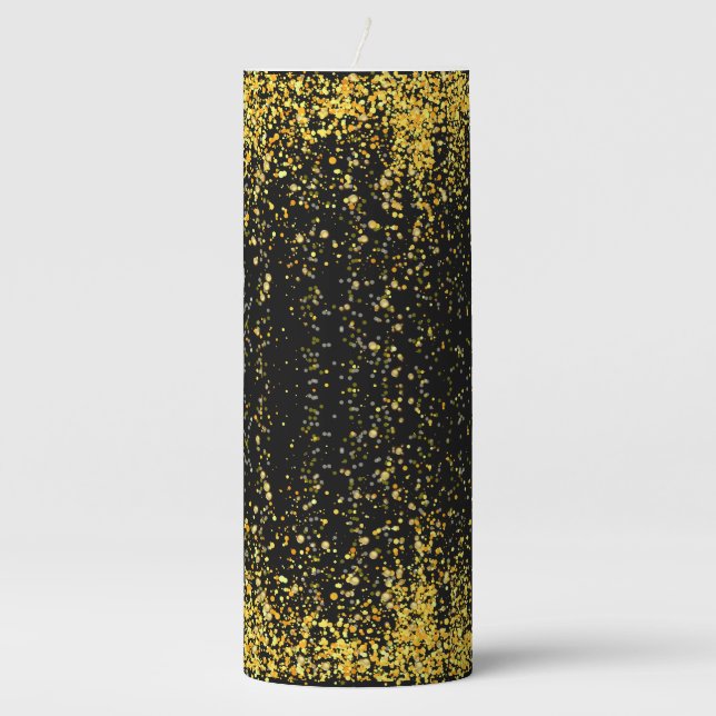Golden Pattern 11 Black BG Pillar Candle (Front)