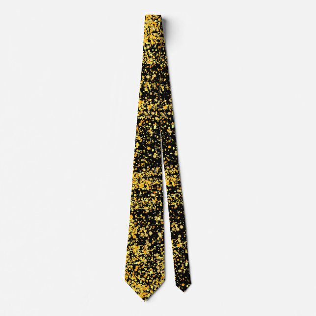 Golden Pattern 11.bw Black BG Neck Tie (Front)
