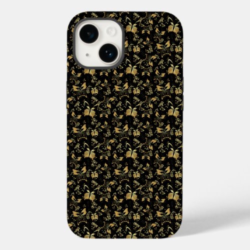 Golden pattern 15 bwx4 black BG Case_Mate iPhone 14 Case