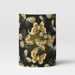 Golden Pattern 16.bwm Black BG Pillar Candle