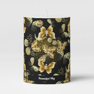 Golden Pattern 16.bwm Black BG (PS) Pillar Candle