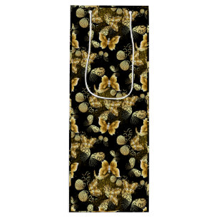 Golden Pattern 16.bwm Black BG Wine Gift Bag