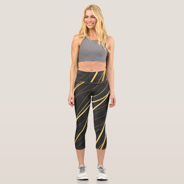 Golden Pattern 1 Capri Leggings (Front)