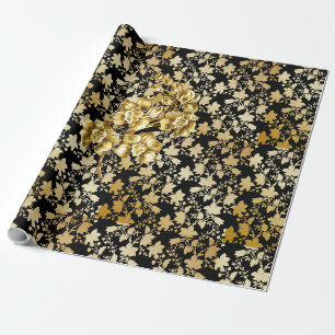 Golden pattern 21,bw. Black BG Wrapping Paper