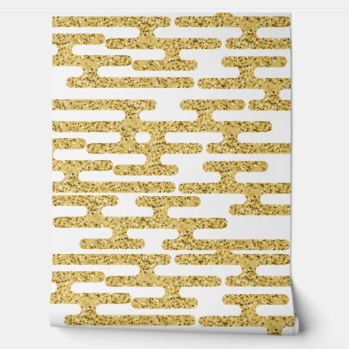 Golden Pattern and White Background Modern Wallpaper