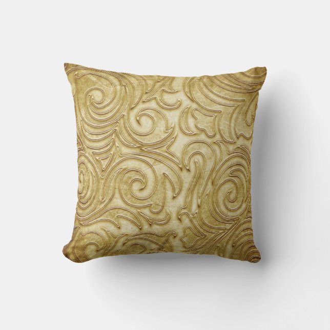 Golden pattern throw pillow (Front)