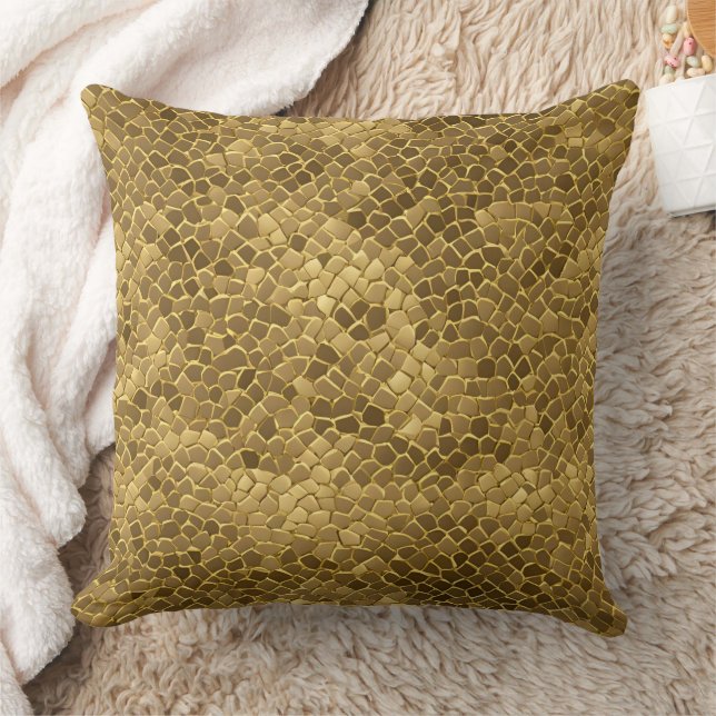 Golden Patterns AI art  Throw Pillow (Blanket)