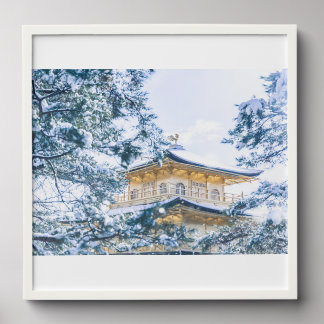 Golden Pavilion Framed by Winter – Kinkaku-ji Kyot Peel And Stick Photo Tile