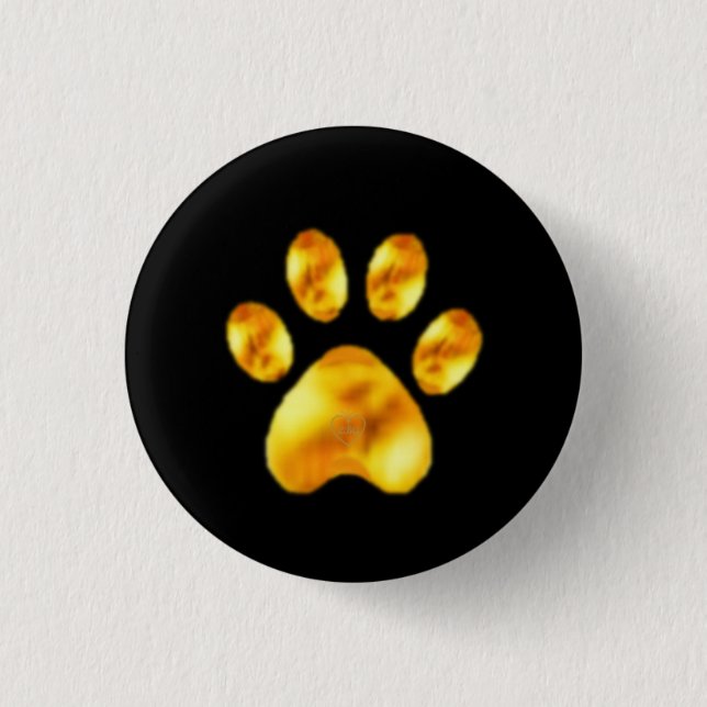 Golden Paw on Black Button (Front)