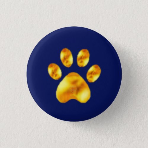 Golden Paw on Blue Button