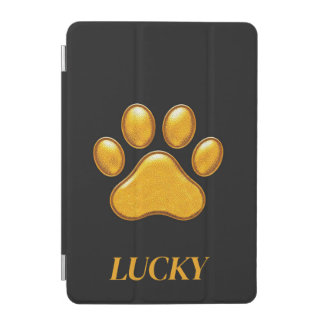 Golden Paw Print Against Black Background iPad Mini Cover