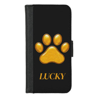 Golden Paw Print Against Black Background iPhone 8/7 Wallet Case
