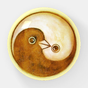 Golden peace doves glass dome paperweight