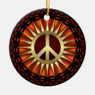 Golden Peace Sunshine Ceramic Ornament