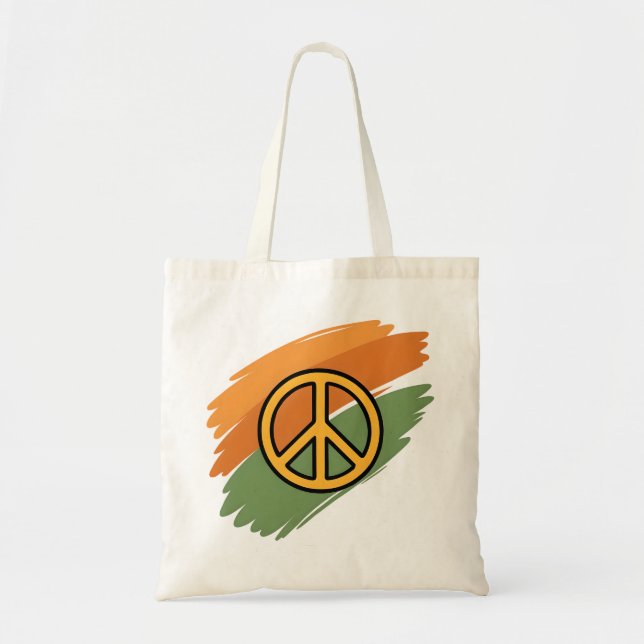 Golden Peace Symbol Budget Tote Bag (Front)