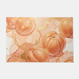 Golden Peach Watercolor Pattern Doormat
