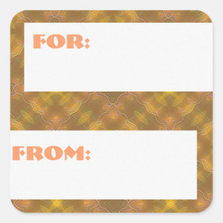 Golden Peach & Yellow Squares Patterned Gift Tag