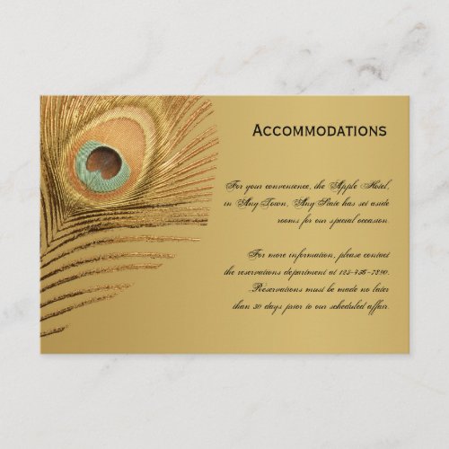 Golden Peacock Accomodations Card Invite